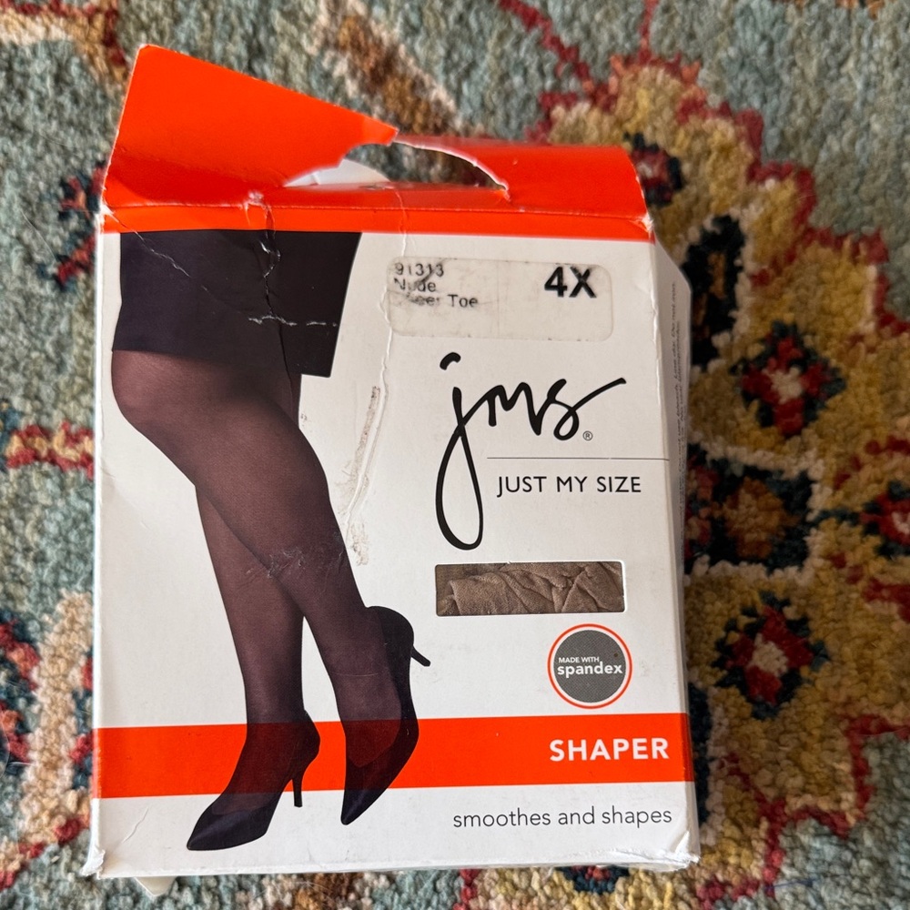 Just My Size 4X Nude Shaper Tights Plus Size Panty Hose Tights